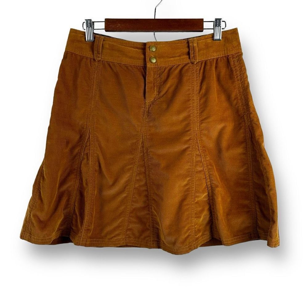 Athleta Women's Size 4 Pleated Corduroy A-Line Flare Mini Skirt Rust Brown